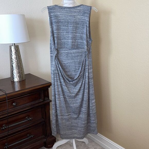 Fabletics Eileen MIDI Gray Open Back Dress Large - Picture 3 of 5